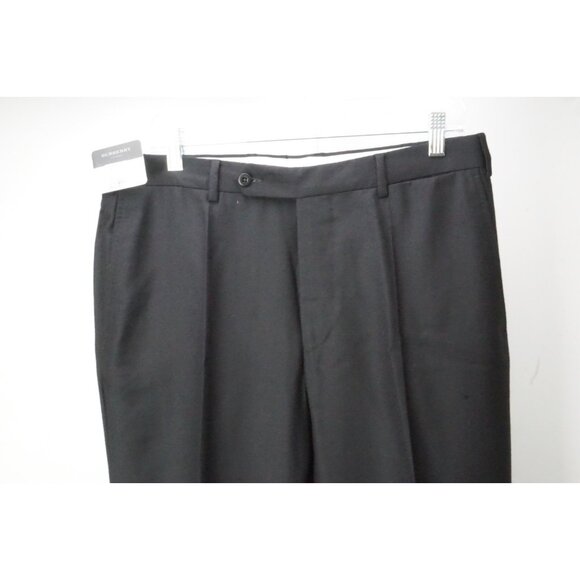 Burberry London Black Flannel 100% Wool Mens Pants Trousers Sz 50 EU NEW